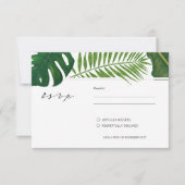 Geschilderde tropische bladeren strand bruiloft RSVP kaartje (Voorkant)