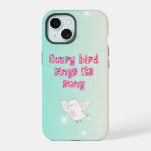 Geschilderde vrouw en telefoonhoesje met vogel iPhone 15 hoesje