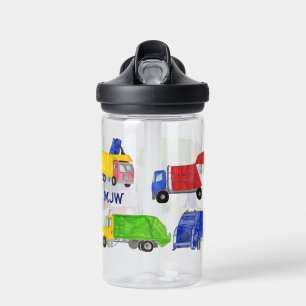 Geschilderde Vuilniswagen Jongens Met Monogram Waterfles
