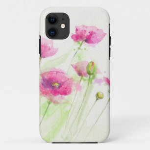 Geschilderde waterverf papavers 3 iPhone 11 hoesje