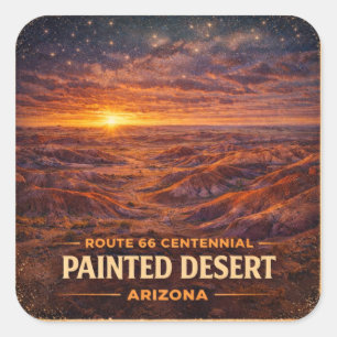 Geschilderde Woestijn Arizona Zonsopgang Eeuwfeest Vierkante Sticker