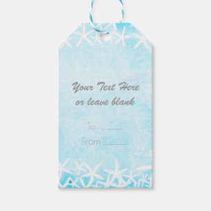 Geschilderde Zeester Aqua Blauwe Feest Favor Cadeaulabel