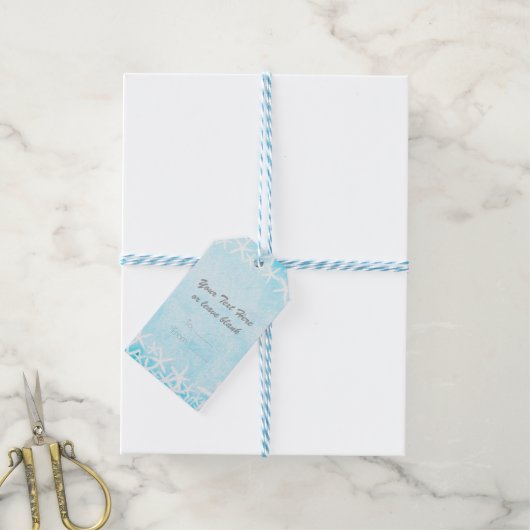 Geschilderde Zeester Aqua Blue Party Custom Favor Cadeaulabel (Met Touw)