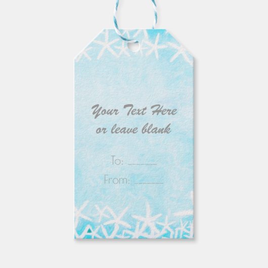 Geschilderde Zeester Aqua Blue Party Custom Favor Cadeaulabel (Voorkant)