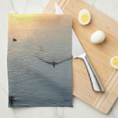 Geschirrtuch Sonnenuntergeng am See mit Enten Theedoek (Quarter Fold)
