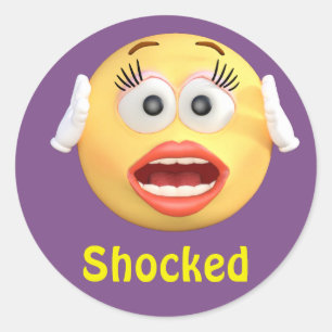 Geschokt Emoji Meisje Emoticon Cartoon Gezicht Ronde Sticker