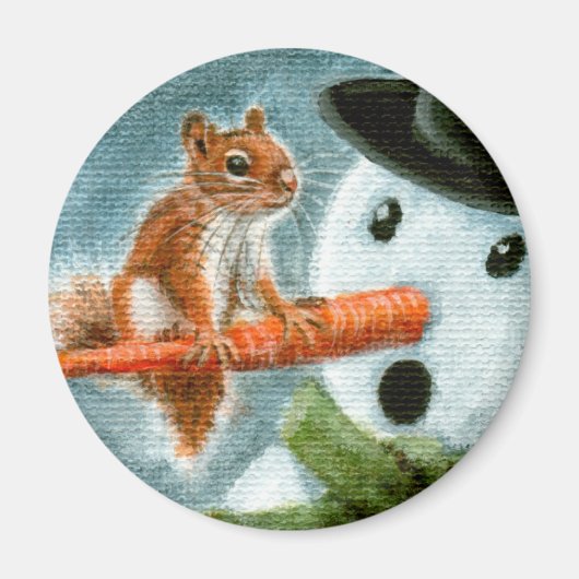 Geschokte sneeuwpop eekhoorn magneet (Voorkant)