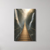 Geschorste brug over Canyon, rivier en bergen Canvas Afdruk (Voorkant)