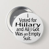 Geschrapte Hillary Supporter Ronde Button 7,6 Cm (Voorkant /achterkant)