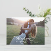 Geschreven Bedankt bruiloft Dank u fotokaart (Staand voorkant)