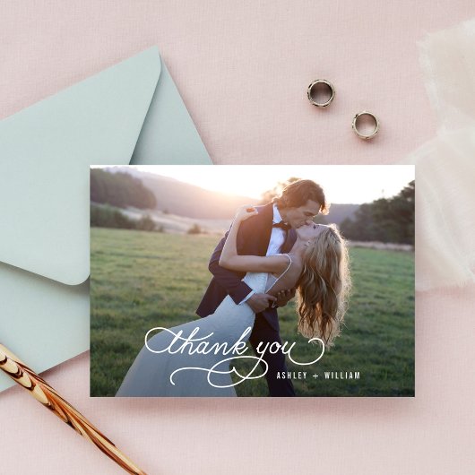 Geschreven Bedankt bruiloft Dank u fotokaart
