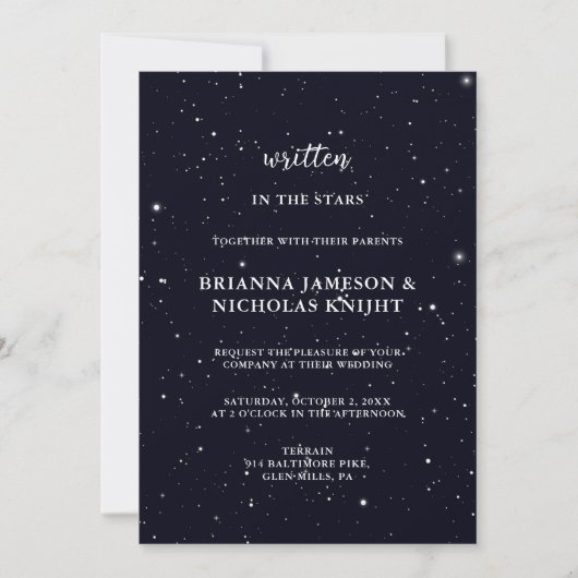 Geschreven in de Stars Photo Calligraphy Wedding Kaart (Voorkant)