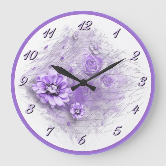 Geschreven in Floral Lavender Wall klok (Voorkant)