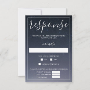 Geschreven in het huwelijk met de sterren Night Sk RSVP Kaartje