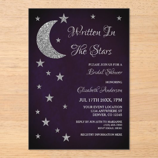 Geschreven in het Stars Vrijgezellenfeest Acryl Uitnodigingen (Voorkant)