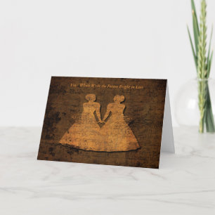 Geschreven in Love Antiek Lesbian Wedding Card Kaart
