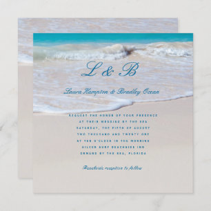 Geschreven in Sand Tropical Beach Wedding Invitati Kaart