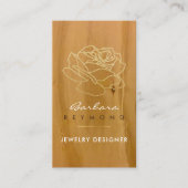 Geschreven rozen bloem op hout, sieradenontwerper visitekaartje (Voorkant)