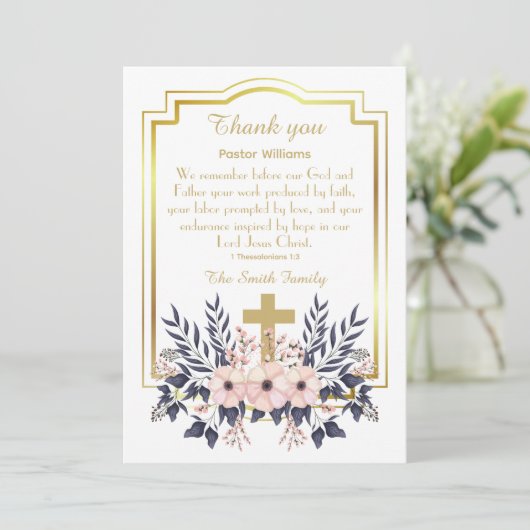 Geschrift Dank u Pastor Waardering Kaart (Staand voorkant)