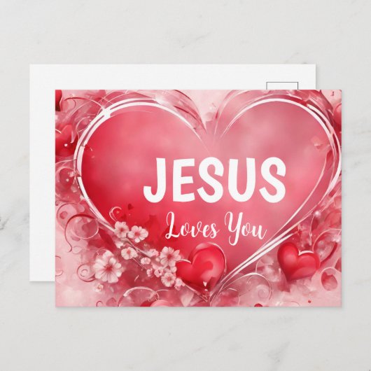 Geschrift Groet Post Kaart Jesus Loves You 3 (Voorkant / Achterkant)