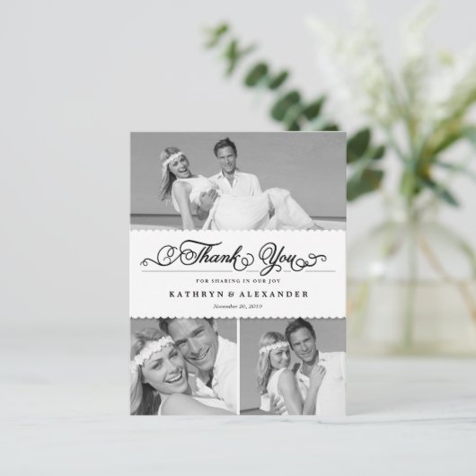 Geschrokken band en scriptweduwschap Dank u Briefkaart (Staand voorkant)