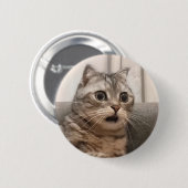Geschrokken Cat Meme Pin Button (Voorkant /achterkant)
