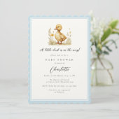 Geschulpte pastel blauw klein eend Baby shower Kaart (Staand voorkant)