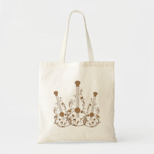 Gescrolleerde houten gitaren tote bag