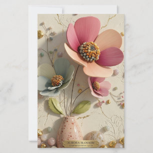Gesculpteerde keramische en gouden blad bloemrelië briefpapier
