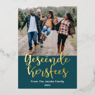 Geseënde Kersfee Kerstmis, legant Folie Feestdagenkaart