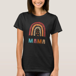 GESEGEND MAMA Luipaard Regenboog Herfst Geruit Sch T-shirt