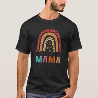 GESEGEND MAMA Luipaard Regenboog Herfst Geruit Sch T-shirt