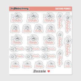 Geselecteerde pioenrozen Aangepaste naamlabels | S Sticker