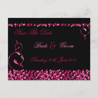Gesequineerd Save The Date Briefkaart :: Fuschia