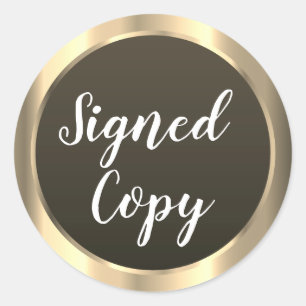 Gesigneerd exemplaar Writer Gold Classic Ronde Sti Sticker