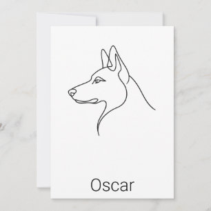 Gesigneerde Duitse Herdershond Eénlijn Kunst Perso Kaart