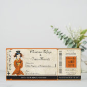 Gesiha Boarding Pass Wedding Invitation Kaart (Staand voorkant)