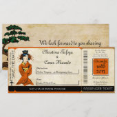 Gesiha Boarding Pass Wedding Invitation Kaart (Voorkant / Achterkant)