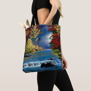 Gesilde mysterieuze Bossen en rivierCanvas tas
