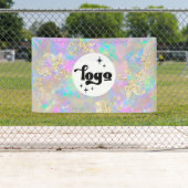 gesimuleerd glitter op faux iridescent opal spandoek (Insitu)