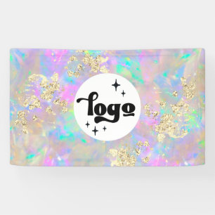 gesimuleerd glitter op faux iridescent opal spandoek