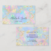 gesimuleerd glitter op faux iridescent opal visitekaartje (Voorkant / Achterkant)