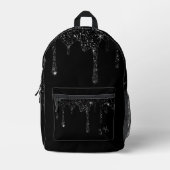 Gesimuleerd zwart druppelen glitter effect bedrukte rugzak (Voorkant)