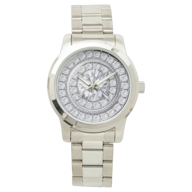 Gesimuleerde Diamond Crystal Watch Horloge (Voorkant)
