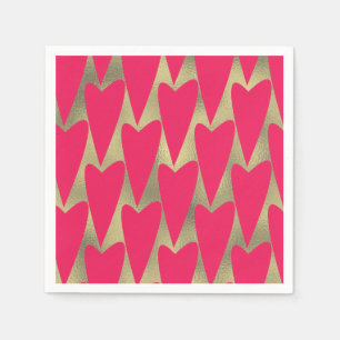 Gesimuleerde folie roze harten servetten