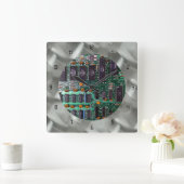 Gesimuleerde geborstelde Aluminium PCB Black LED Vierkante Klok (Huis)