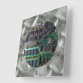 Gesimuleerde geborstelde Aluminium PCB Black LED Vierkante Klok (Hoek)