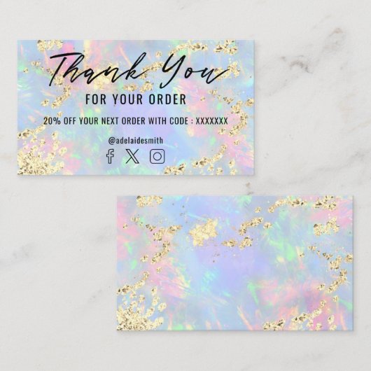 gesimuleerde glitter faux iriserende opaal dank u visitekaartje (Voorkant / Achterkant)