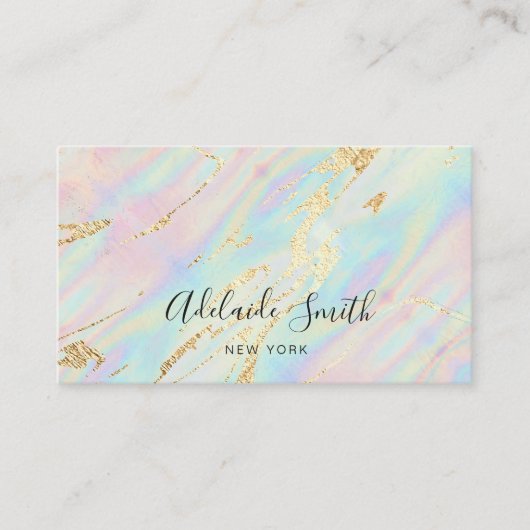 Gesimuleerde glitter op faux iriserende pastelkleu visitekaartje (Voorkant)