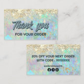 gesimuleerde glitter opal dank u visitekaartje (Voorkant / Achterkant)